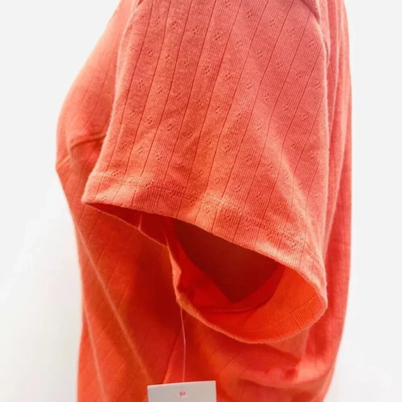 NWT SO GOODS FOR LIFE Juniors Short Sleeve Pullover V-Neck Orange Cropped Top 2X - Picture 5 of 10